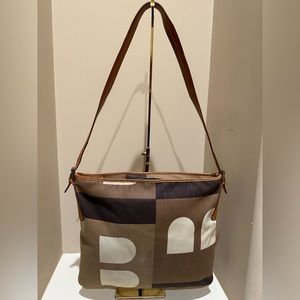 Bally Brown and Black Logo Medium Handbag
